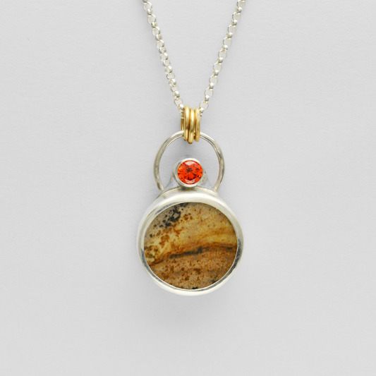 Journey Landscape Jasper Small Round Pendant