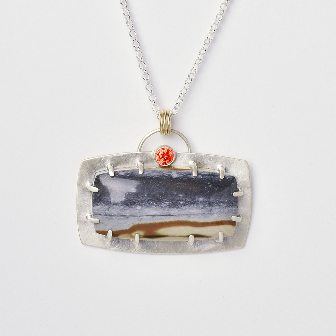 Journey Starry Night Jasper Bar Necklace in Sterling Silver