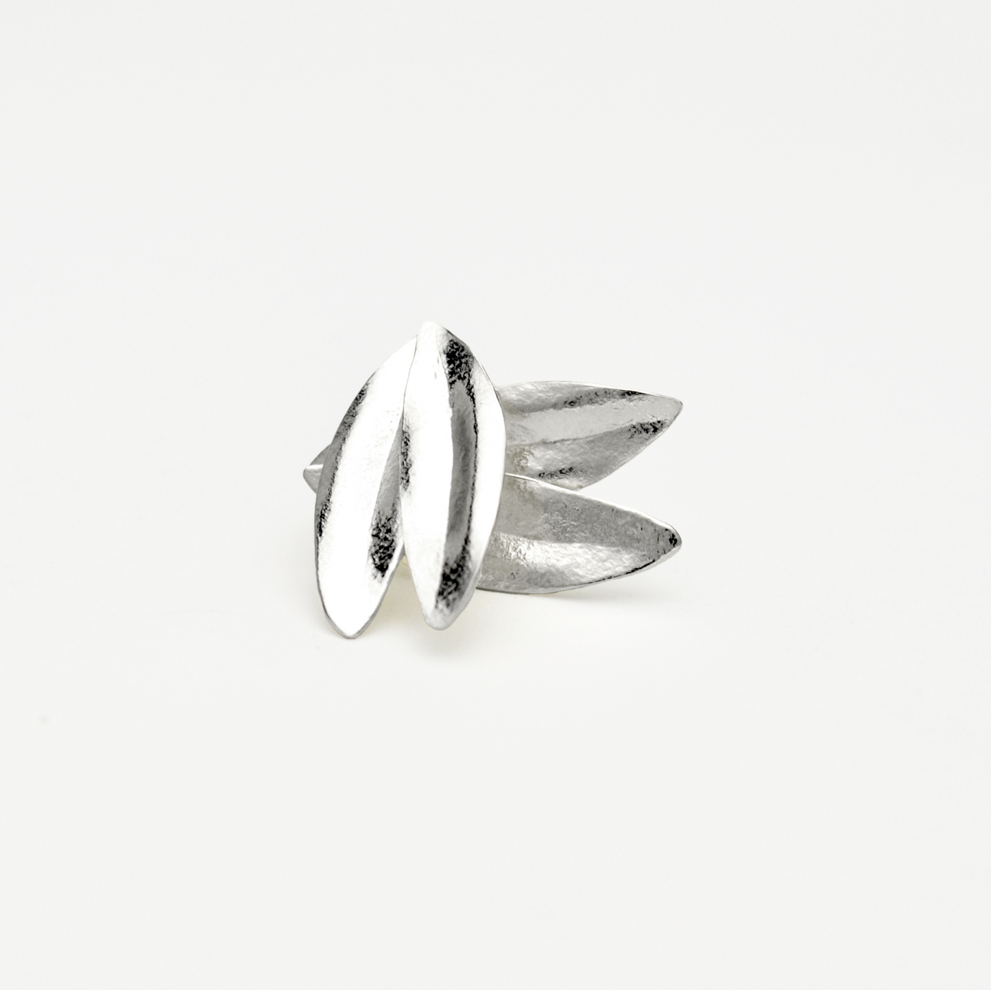 Peace Small Olive Leaf Stud Earrings in Sterling Silver