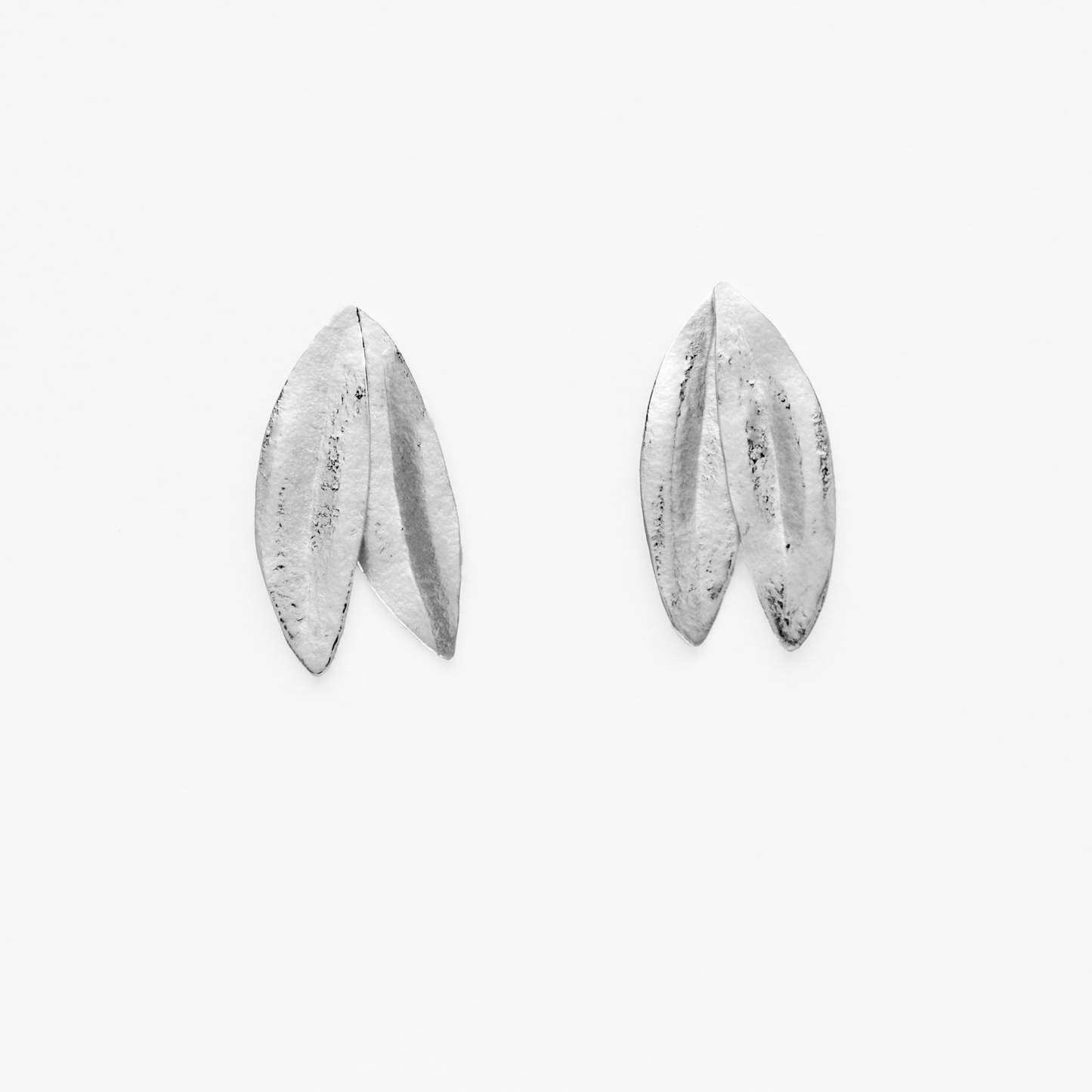 Peace Small Olive Leaf Stud Earrings in Sterling Silver