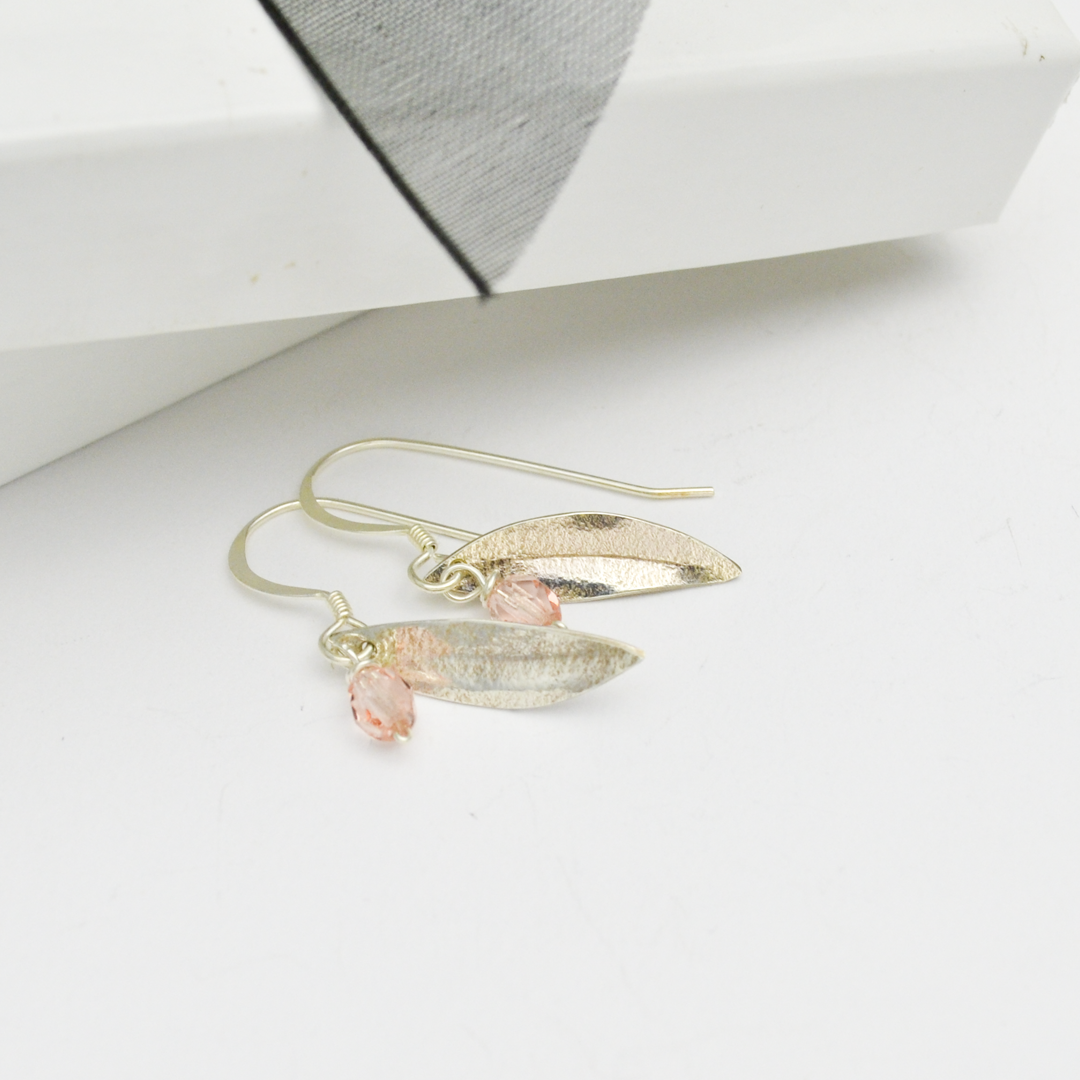Peace Olive Leaf and Czech Glass Earrings