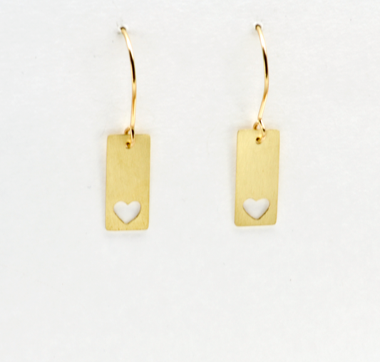 Heart of a Mother Bar Earrings in Sterling Silver or Brass