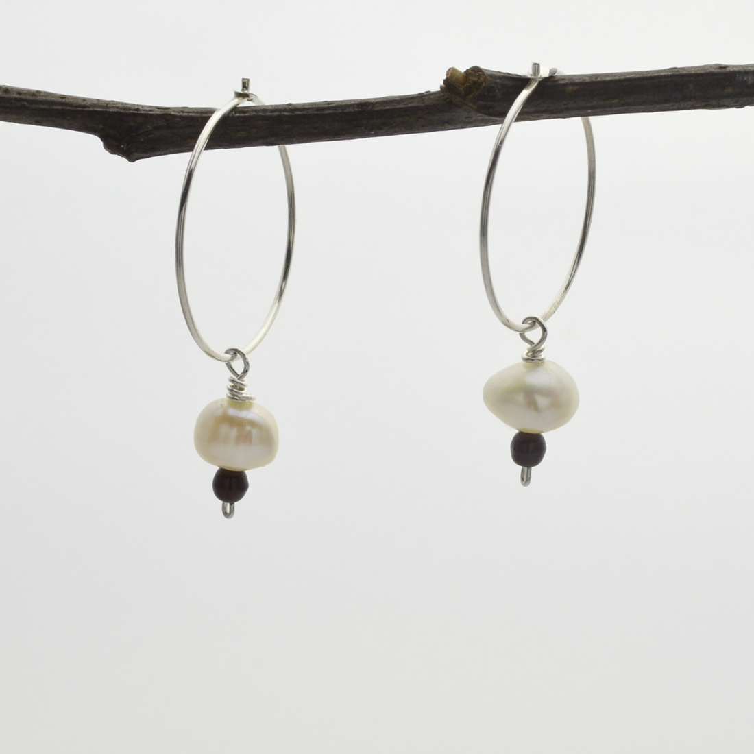 Pearl of Great Price Sterling Silver & Pearl Hoop Earrings-Tracy Hibsman Studio