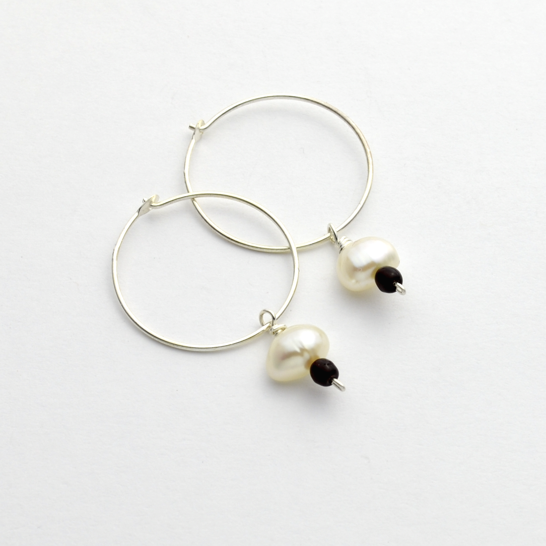 Pearl of Great Price Sterling Silver & Pearl Hoop Earrings-Tracy Hibsman Studio