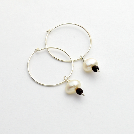 Pearl of Great Price Sterling Silver & Pearl Hoop Earrings-Tracy Hibsman Studio