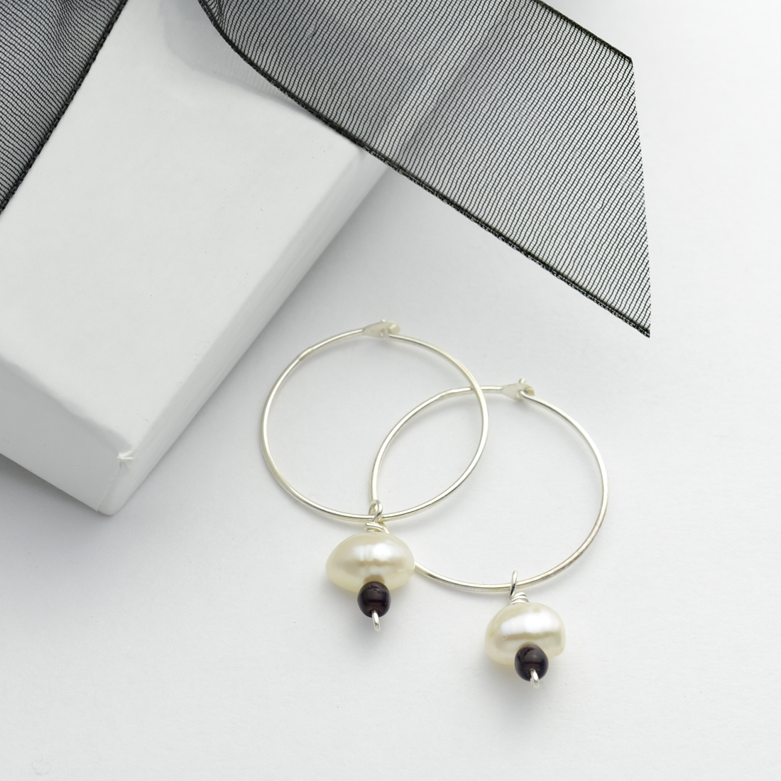 Pearl of Great Price Sterling Silver & Pearl Hoop Earrings-Tracy Hibsman Studio