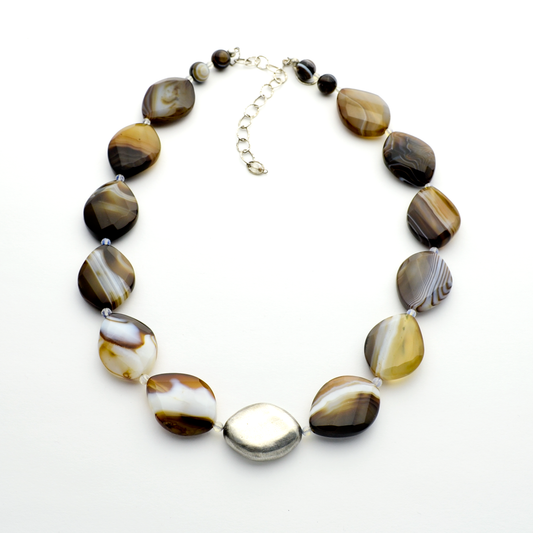 The Rock Banded Agate & Fine Silver One of a Kind Christian Necklace-Tracy Hibsman Studio