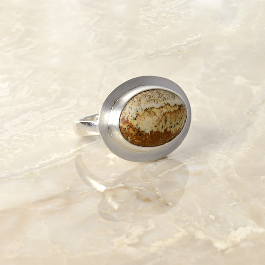 Journey Landscape Jasper Ring in Sterling Silver