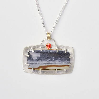 Journey Starry Night Jasper Bar Necklace in Sterling Silver