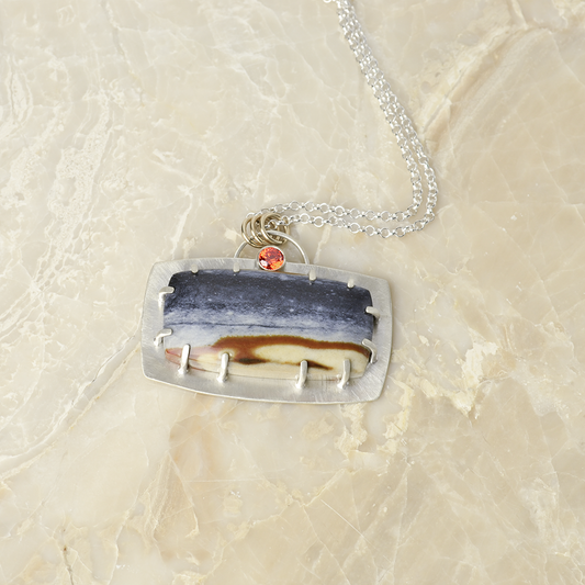 Journey Starry Night Jasper Bar Necklace in Sterling Silver