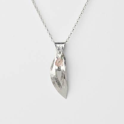 Peace Sterling Silver Olive Leaf & Pink Crystal Necklace