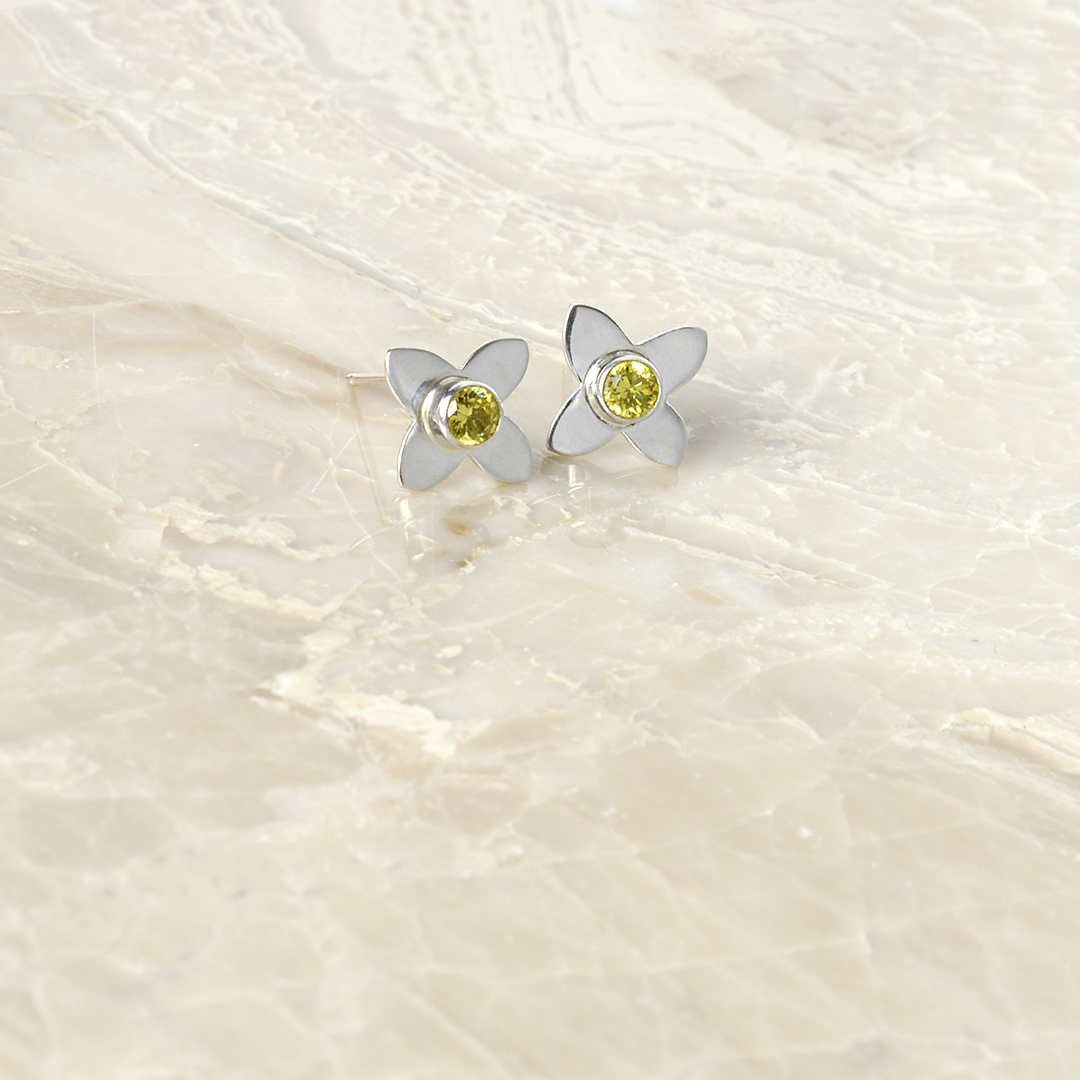 Peace Open Olive Blossom Earrings in Sterling Silver