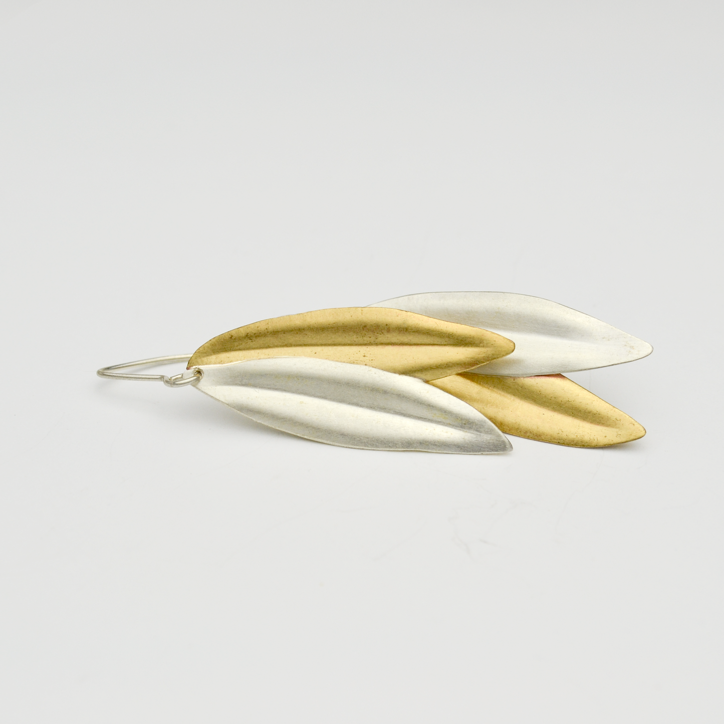 Peace Sterling Silver & Brass Olive Leaf Earrings