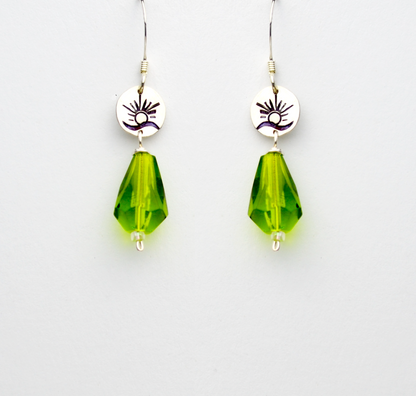 Hope Earrings in Sterling Silver and Green Czech Crystal