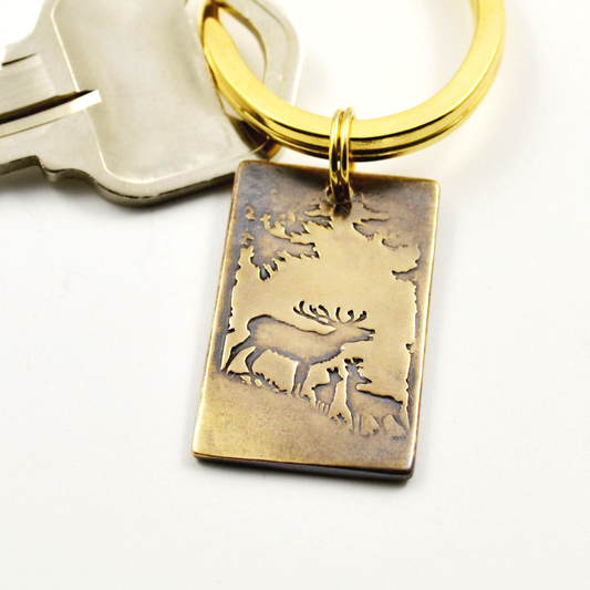 As the Deer Bronze Inscribed Keychain-Tracy Hibsman Studio