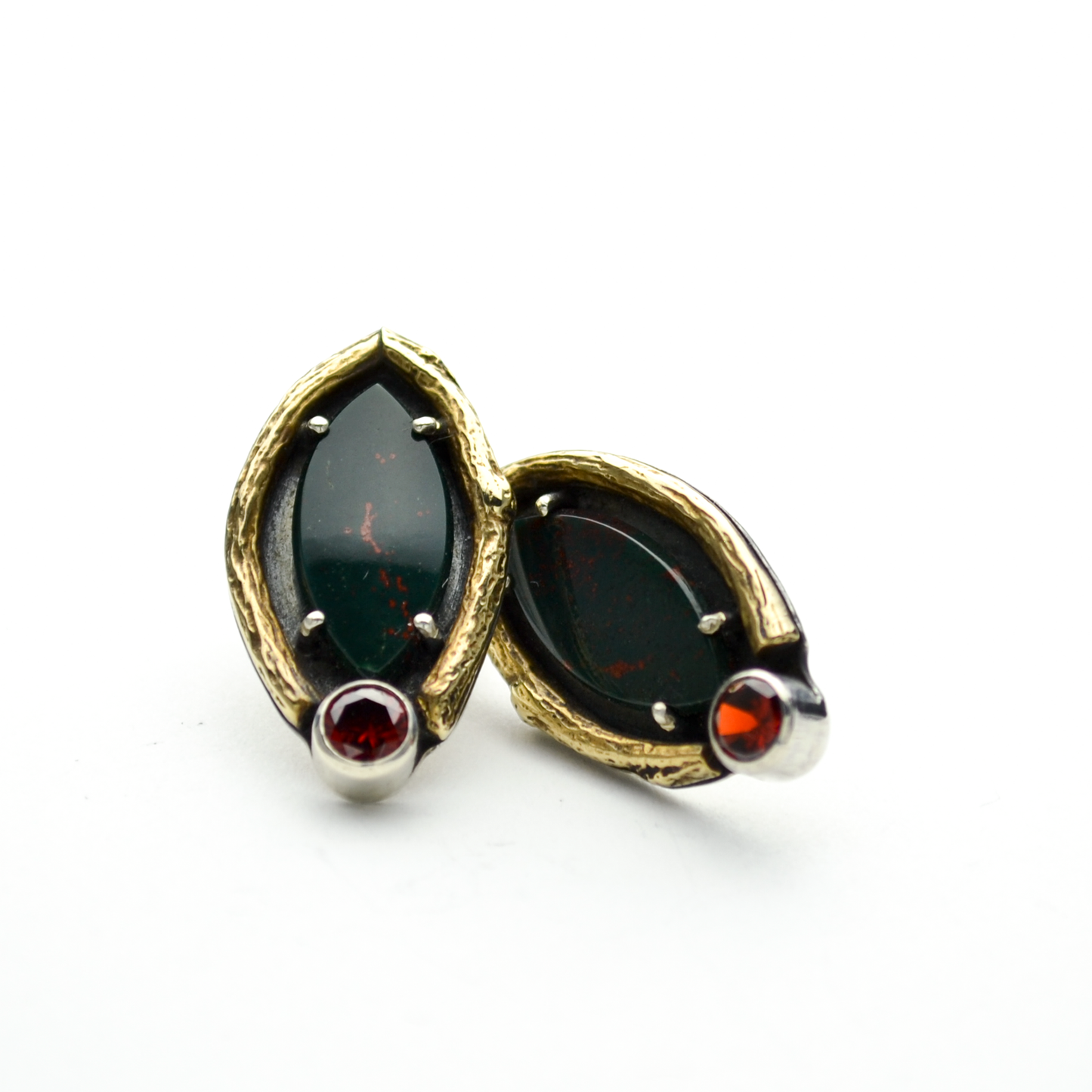 Greater Love Bloodstone Marquis & Garnet CZ Earrings