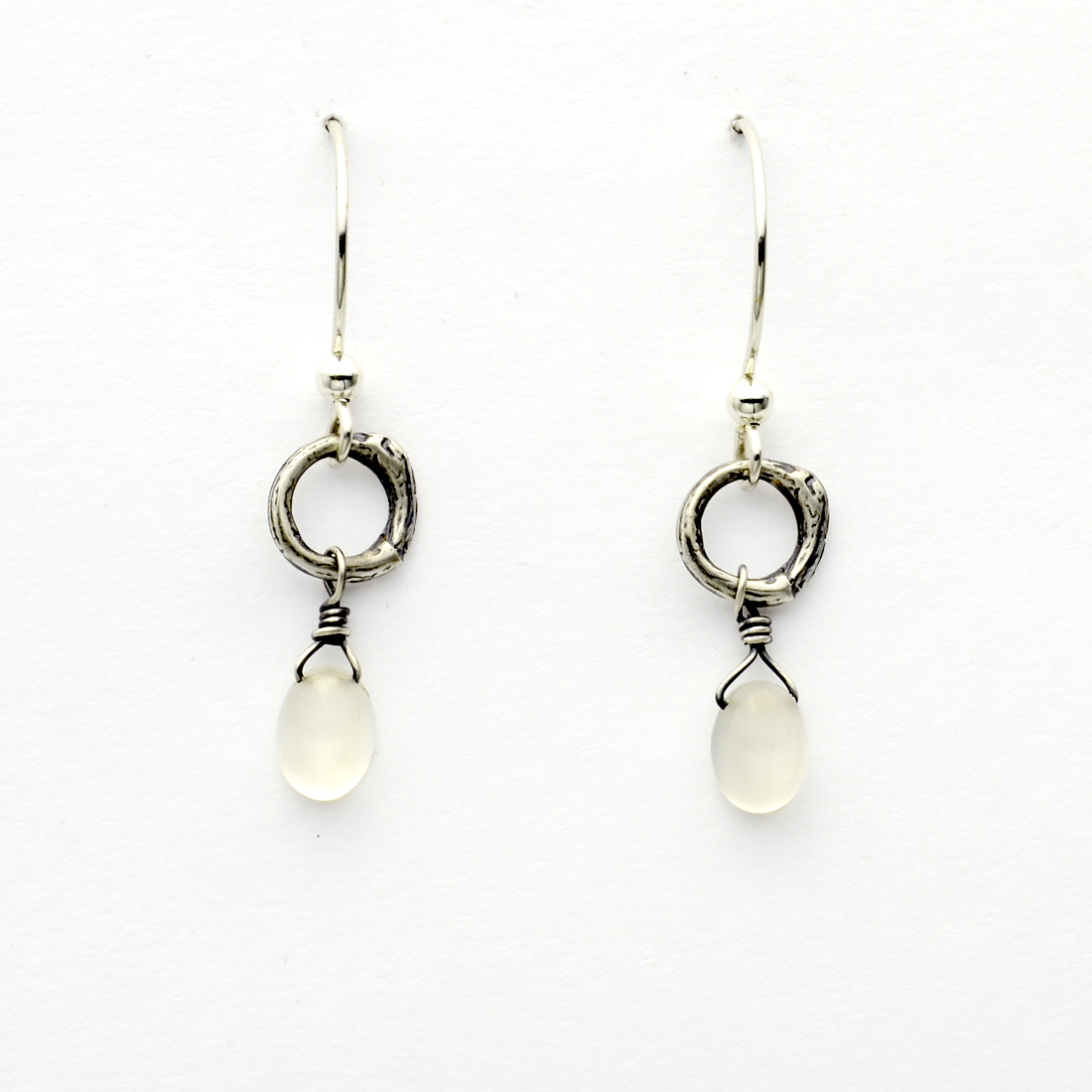 Greater Love Sterling Silver & Moonstone Christian Earrings-Tracy Hibsman Studio