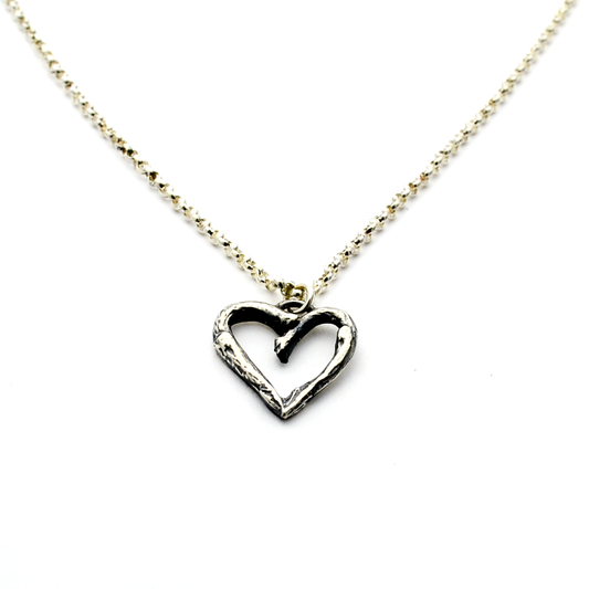 Greater Love Sterling Silver Heart Christian Necklace-Tracy Hibsman Studio
