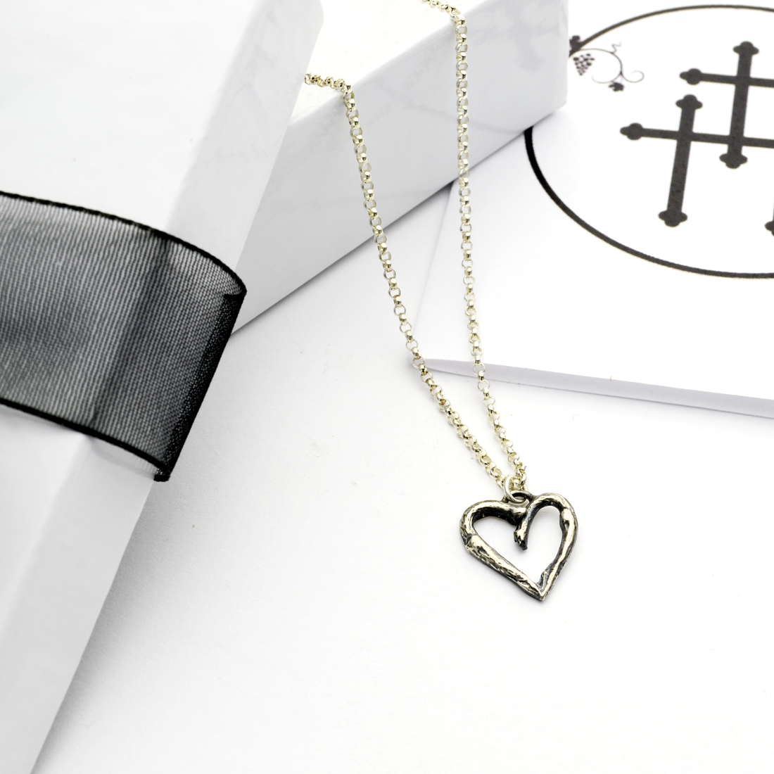 Greater Love Sterling Silver Heart Christian Necklace-Tracy Hibsman Studio