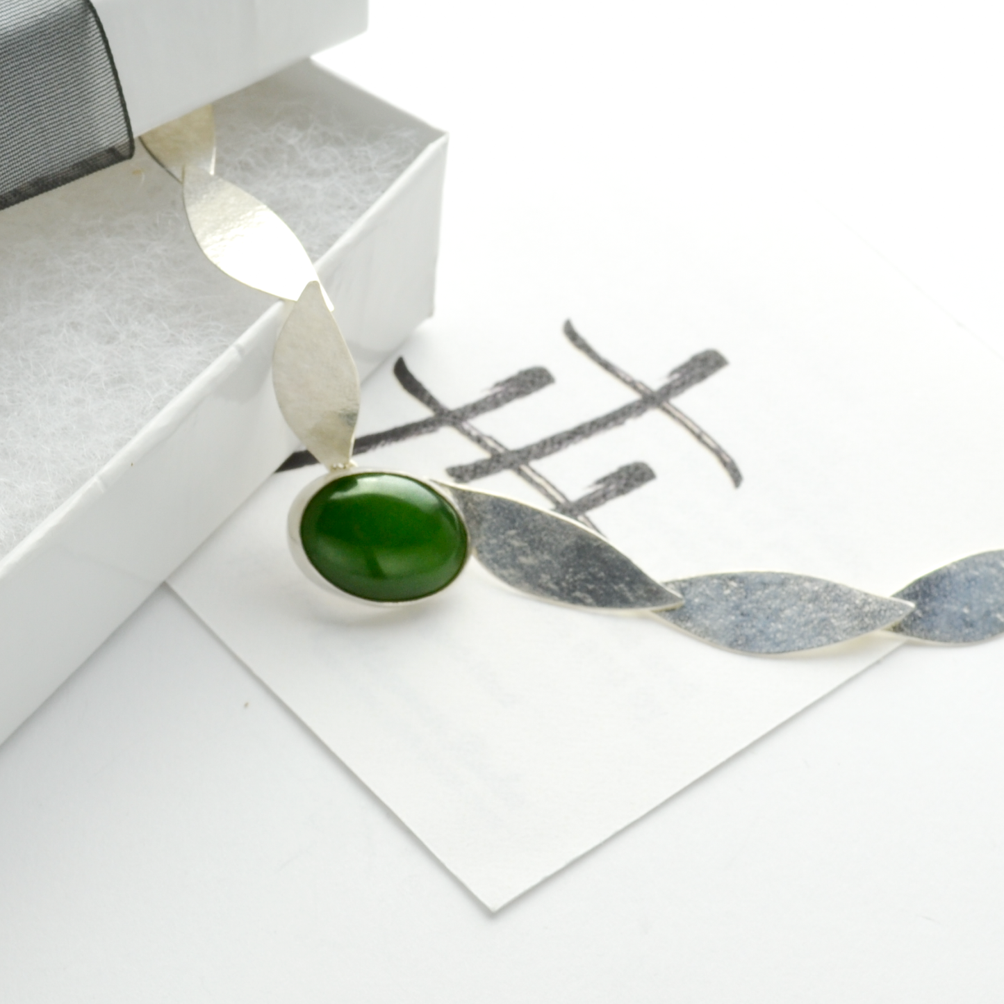 Peace Olive Leaf & Jade Necklace