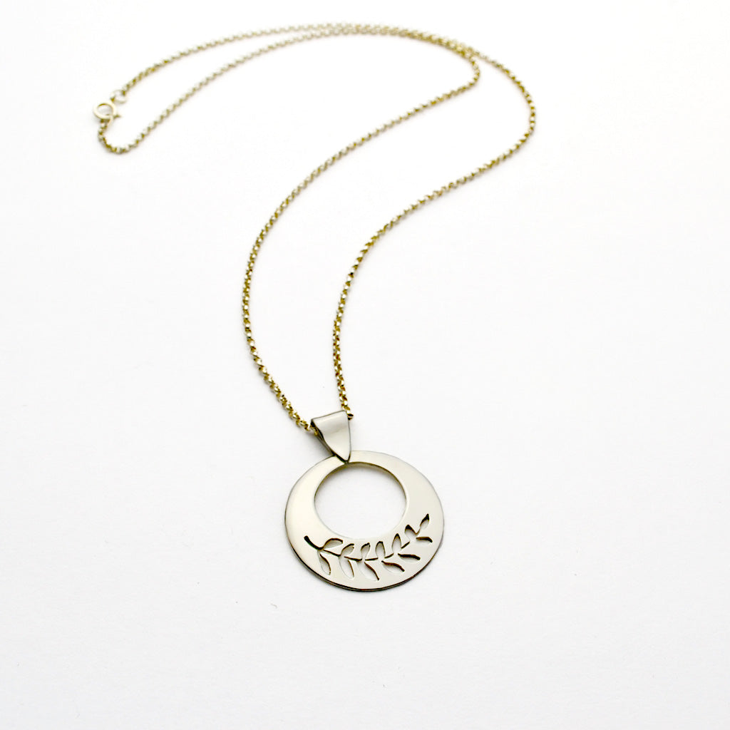 Peace Sterling Silver Pierced Olive Branch Necklace-Tracy Hibsman Studio