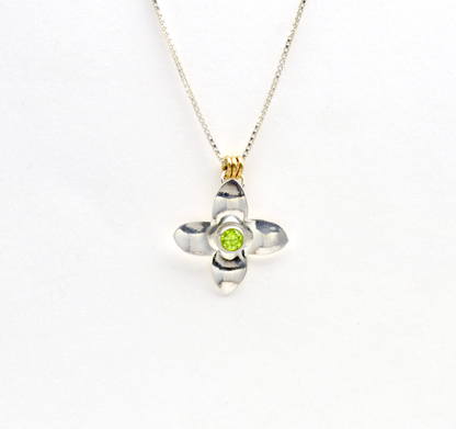 Peace Sterling Silver Olive Blossom & Green CZ Necklace-Tracy Hibsman Studio