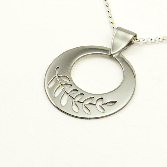 Peace Sterling Silver Pierced Olive Branch Necklace-Tracy Hibsman Studio