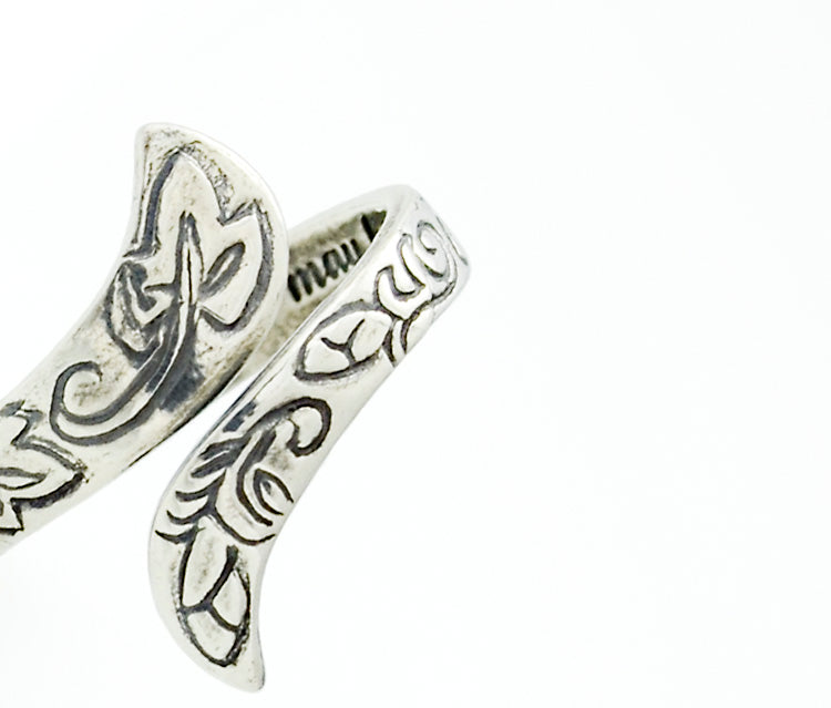 Purity Ring in Sterling Silver with Ivy Leaves & Rose Buds-Tracy Hibsman Studio