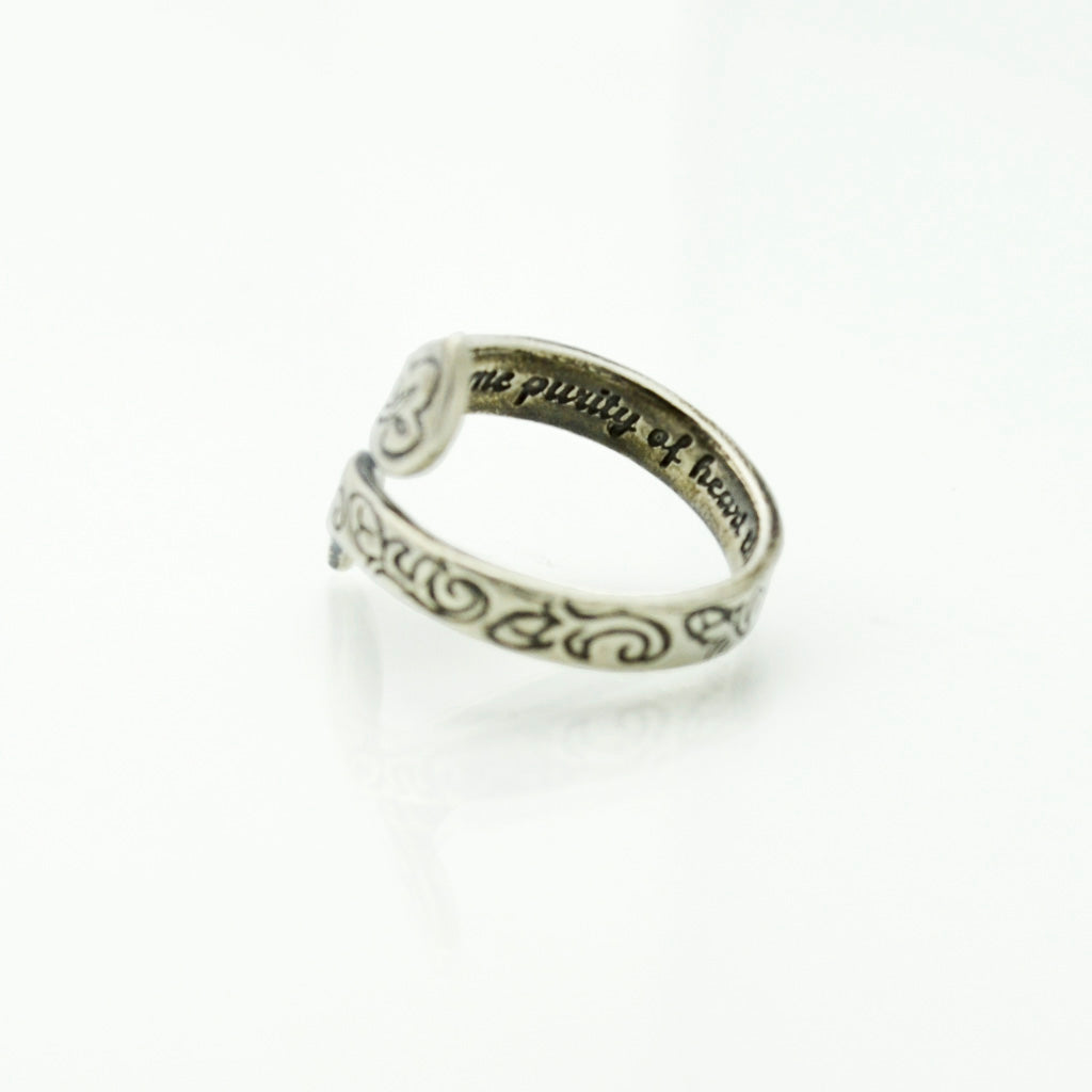 Purity Ring in Sterling Silver with Ivy Leaves & Rose Buds-Tracy Hibsman Studio