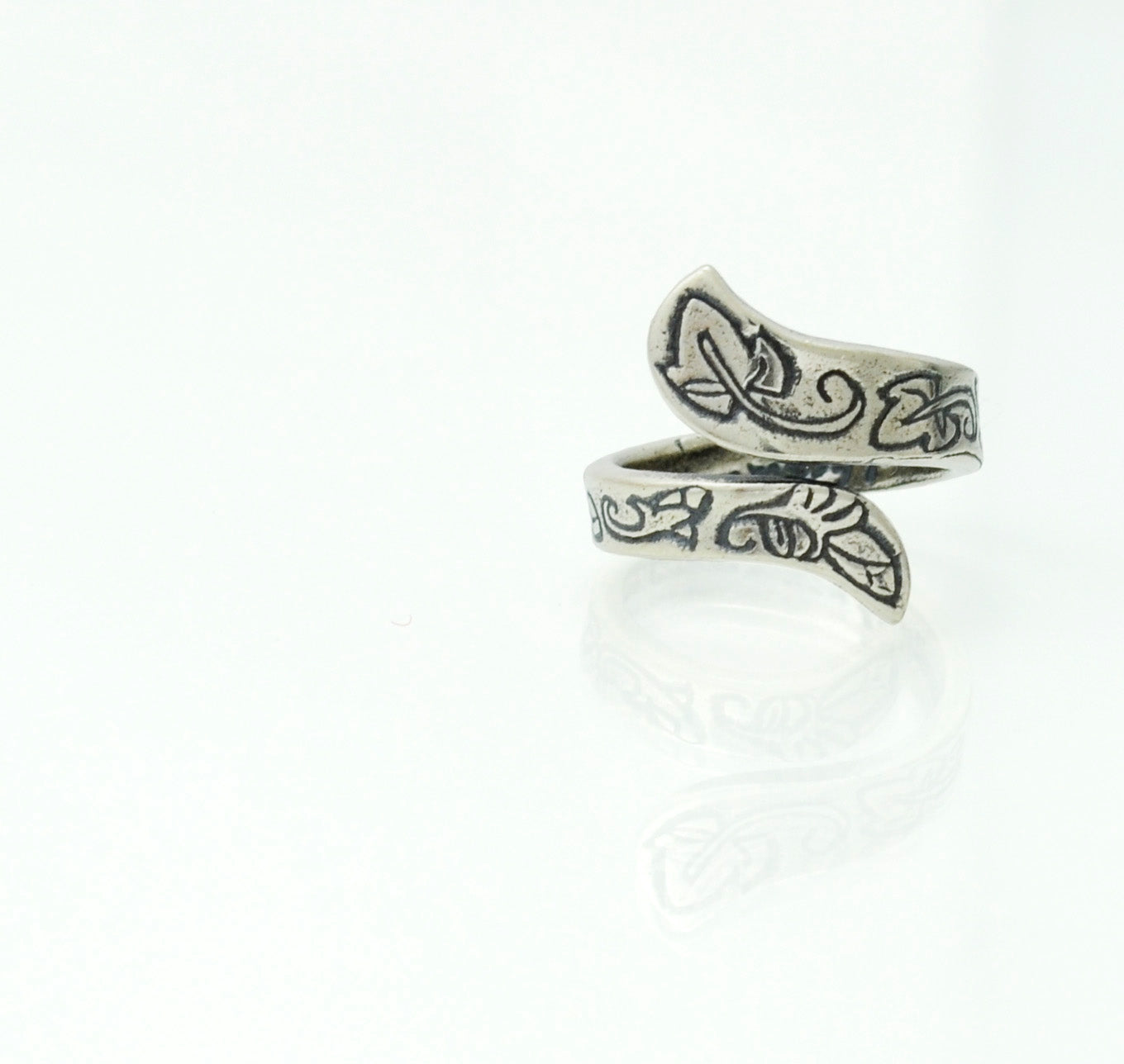 Purity Ring in Sterling Silver with Ivy Leaves & Rose Buds-Tracy Hibsman Studio