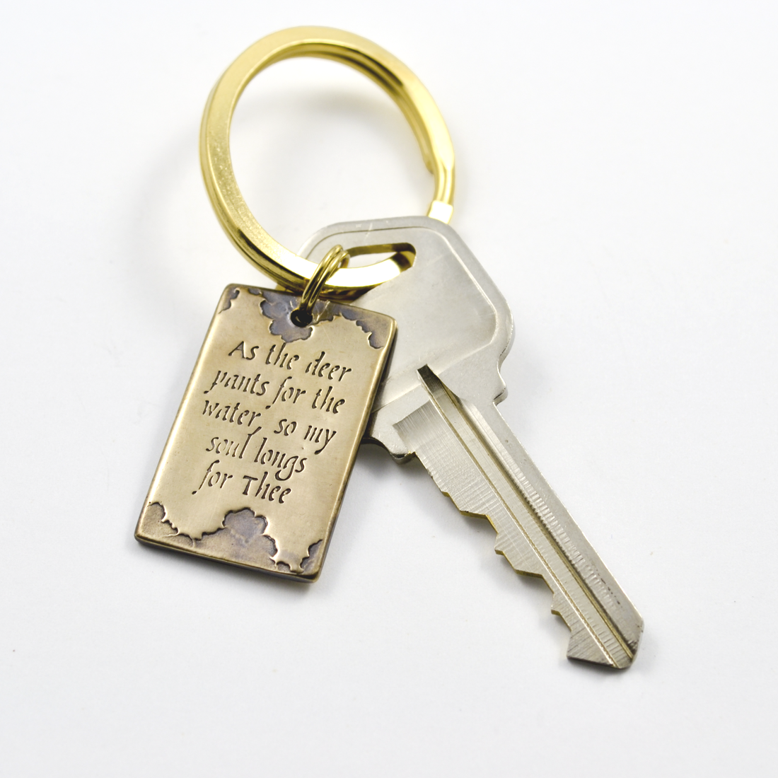 As the Deer Bronze Inscribed Keychain-Tracy Hibsman Studio