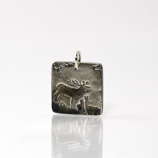 As the Deer Square Silver Charm-Tracy Hibsman Studio