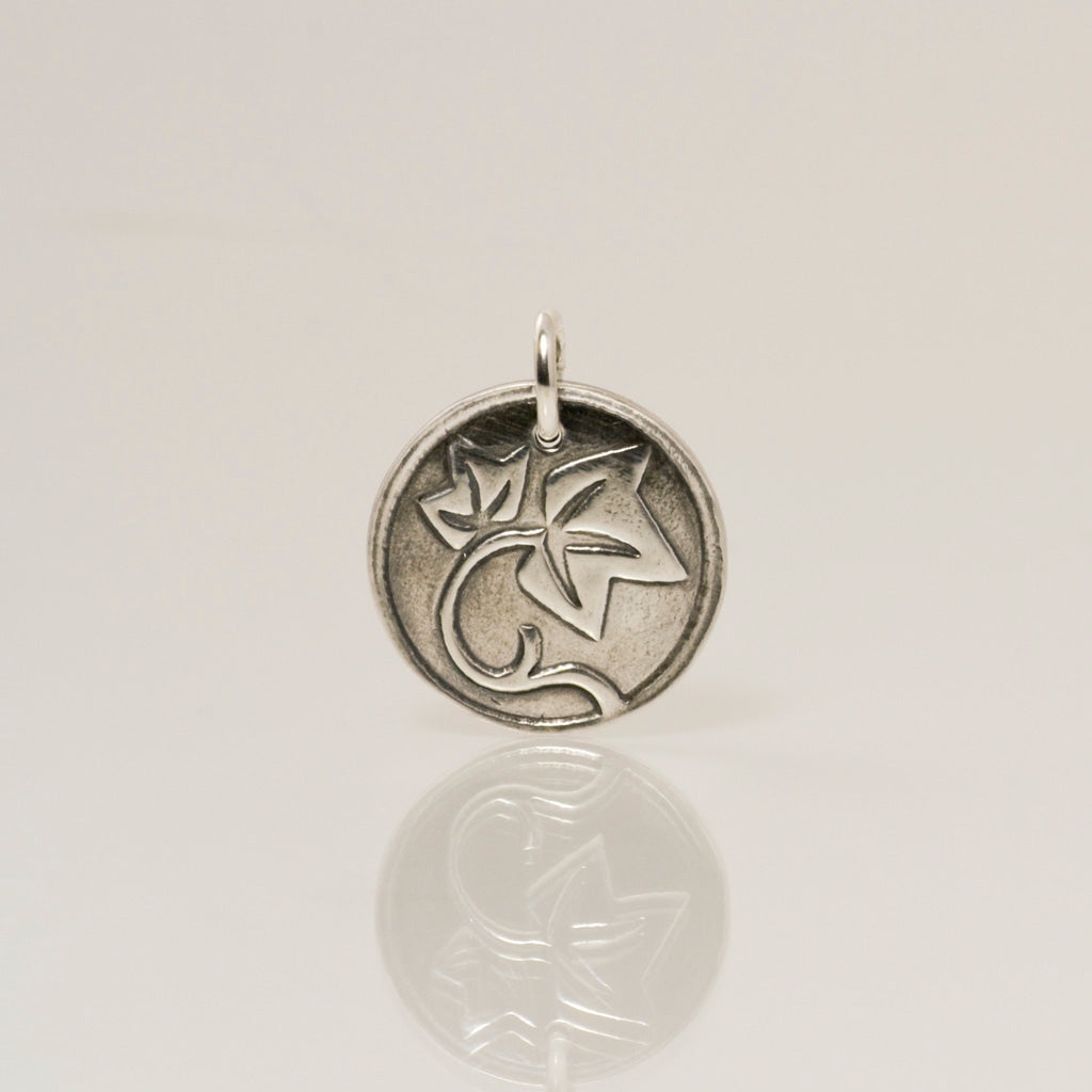 Fine Silver Faithfulness Charm with Ivy Leaves-Tracy Hibsman Studio