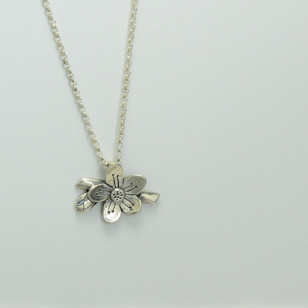 Gratitude Sterling Silver Agrimony Flower Necklace-Tracy Hibsman Studio