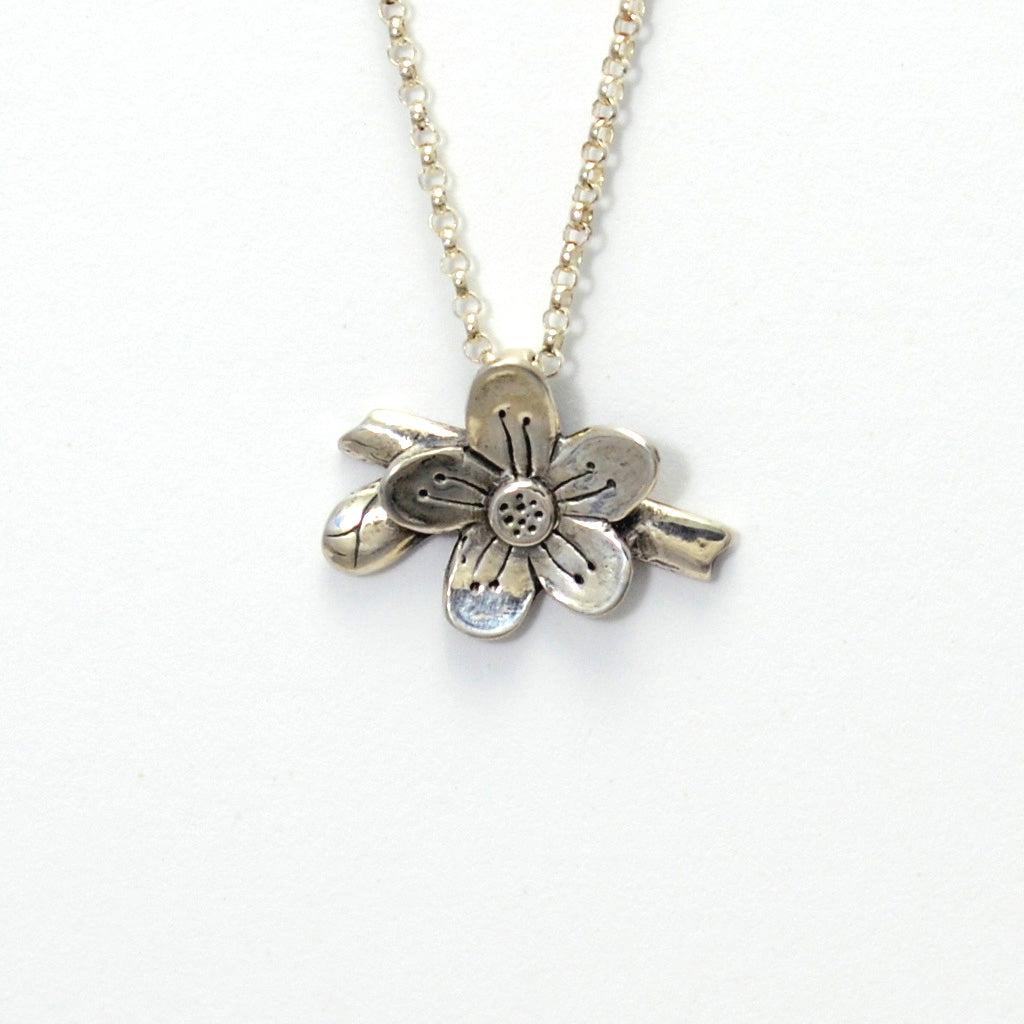 Gratitude Sterling Silver Agrimony Flower Necklace-Tracy Hibsman Studio