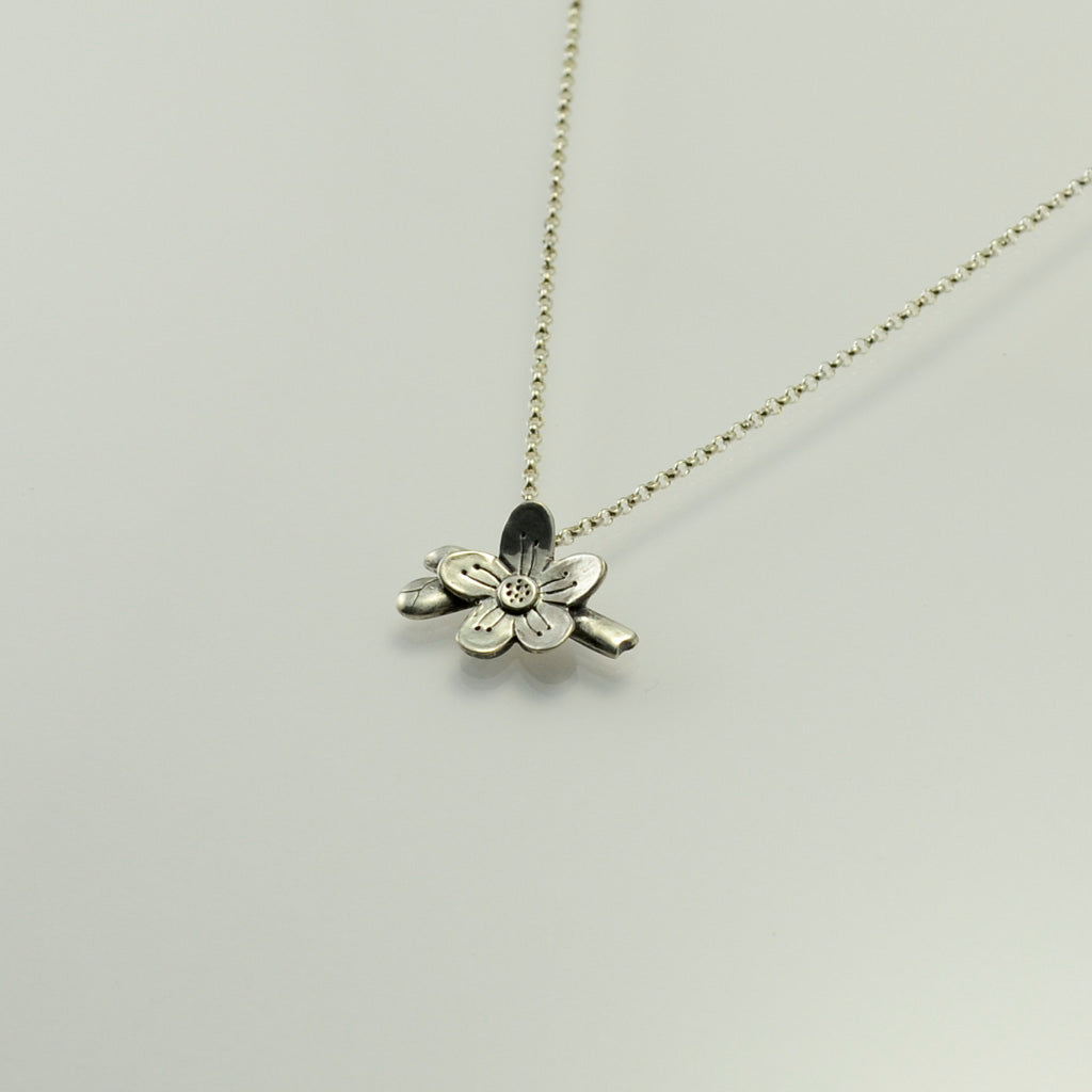 Gratitude Sterling Silver Agrimony Flower Necklace-Tracy Hibsman Studio