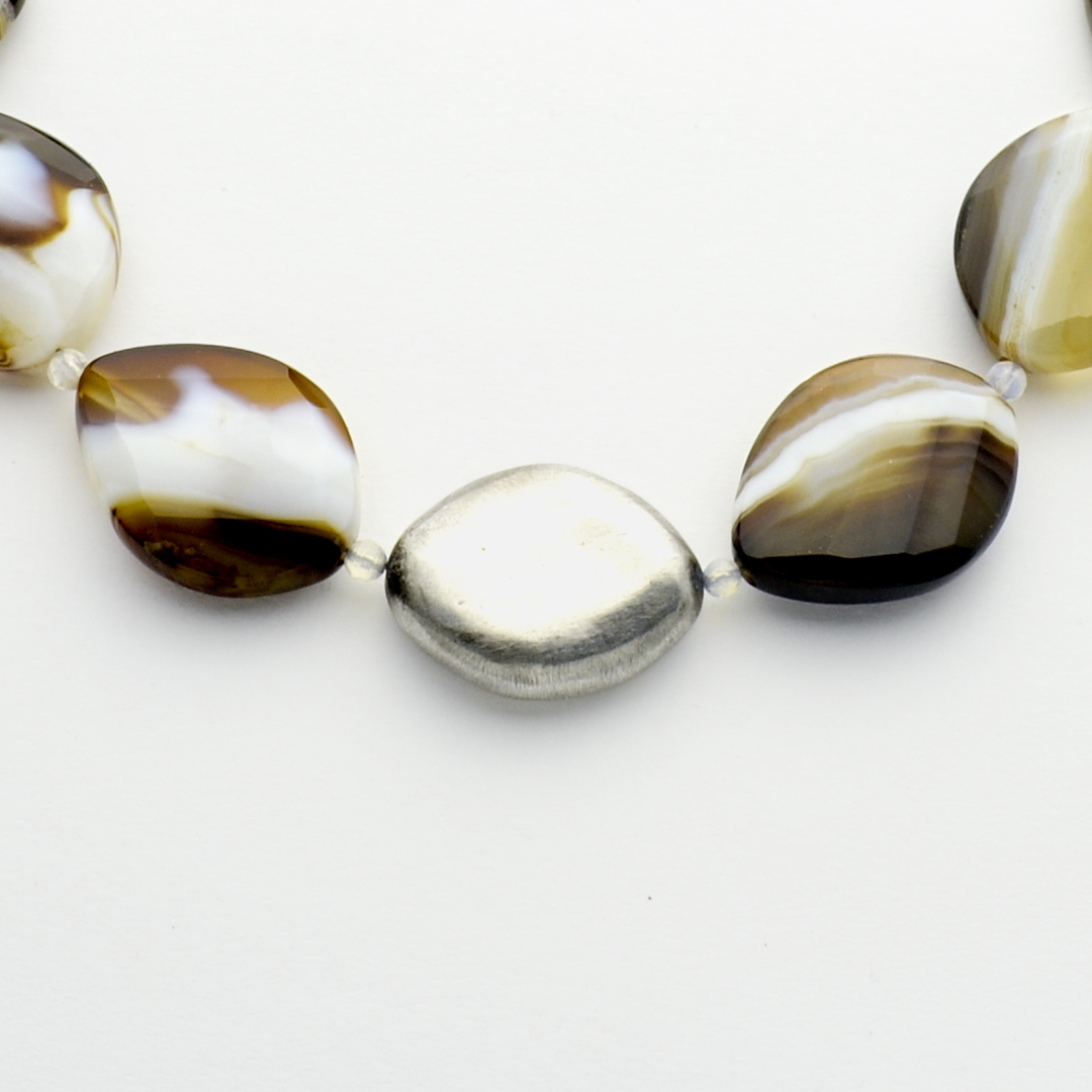 The Rock Banded Agate & Fine Silver One of a Kind Christian Necklace-Tracy Hibsman Studio