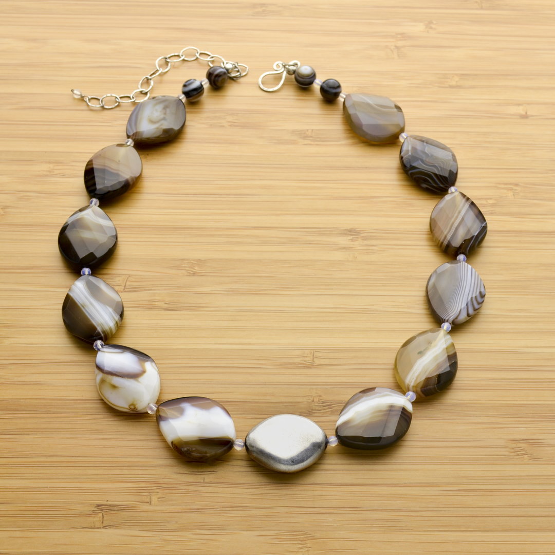 The Rock Banded Agate & Fine Silver One of a Kind Christian Necklace-Tracy Hibsman Studio